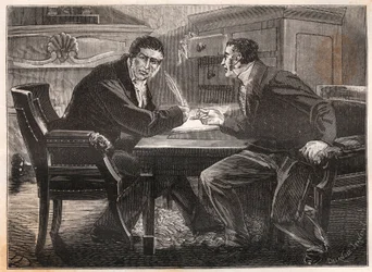 červencová monarchie - služba tří dnů - rozhovor mezi Andre Dupinem (1783-1865) a Jean-Charlesem (Jean-Charles) Persilem (1785-1870) - 1834 - rytina