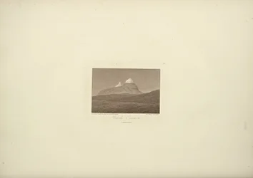 Pohled na Corazon, kreslil Gmelin, ryl Arnold, ilustrace z „Pohledy na Kordillery a památníky domorodých národů Ameriky“ od Alexandra von Humboldta a Aime Bonpland