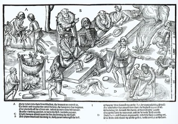 Náčelník rodu Mac Sweynes sedí u večeře a baví se s bardem a harfenistou, deska 3 z knihy "Obraz Irska" od Johna Derricka