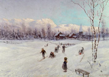 Norská scéna sáňkování, 1875