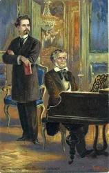 Wagner a král Ludvík II., kolem roku 1900 (barevné lito)