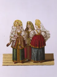 Kostýmy žen a dívek z Tveru Ze série Oděv ruského státu, 1851