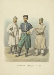 Kazaňští Tataři, ilustrace ze série Oděv ruského státu, 1869