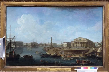 Burza a admiralita při pohledu z Petropavlovské pevnosti v Petrohradu. Obraz Fjodora Jakovleviče Alexejeva (1753-1824). Olej na plátně, 62 x 101 cm