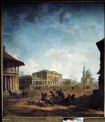 Vue de la ville de Nikolaev (Nikolajev) na Ukrajině (Pohled na město Nikolajev). Peinture de Fjodor Jakovlevič Alexejev (1753-1824)