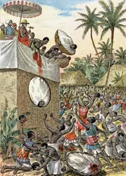 Lidské oběti v Africe, cca 1900 (ilustrace)