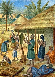 Vesnice v Súdánu, cca 1900-1910 (ilustrace)