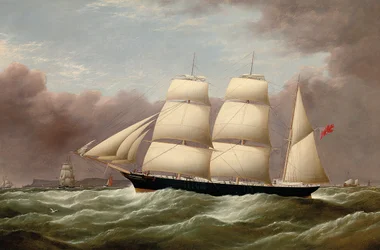 Barque Alfred Hawley u Skerries na cestě do Liverpoolu, 1860