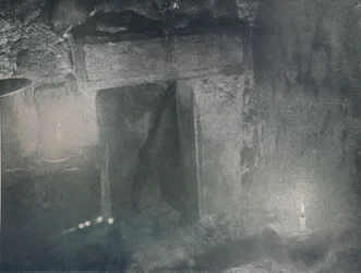 Inside Door of Igloo by Light of Blubber Lamps, c1911, 1913