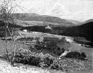Hrad Balmoral z Craig Nordie, Skotsko, 1900.