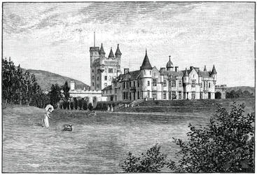 Hrad Balmoral ze severozápadu, Aberdeenshire, Skotsko, 1900.