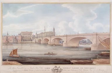 London Bridge new, Londýn, c1835