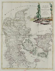 Dánské království s vévodstvím Slesvik, rytina G. Zuliani převzatá z Toma III z „Nejnovějšího atlasu“ vydaného v Benátkách v roce 1781 Antoniem Zattou, Soukromá sbírka