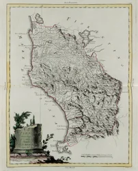 Území Pisa, rytina G. Zuliani převzatá z Toma II z "Nejnovějšího atlasu" vydaného v Benátkách v roce 1783 Antoniem Zattou, soukromá sbírka