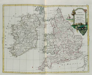 Království Anglie a Irska, rytina G. Zuliani převzatá z Toma I. z Nejnovějšího atlasu vydaného v Benátkách v roce 1776 Antoniem Zattou, Soukromá sbírka