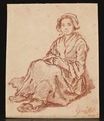 Sedící žena (Femme assise) (červená křída)