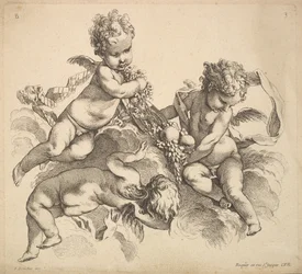 Tři děti s ovocným talířem, 1738-45.