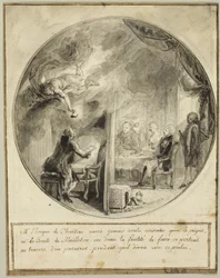 Gabriel de Saint-Aubin provádějící portrét biskupa z Chartres