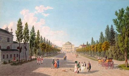 Pohled na Pavlovský palác z parku, 1808.