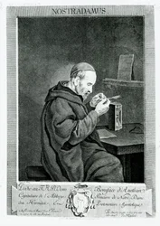 Portrét Michela Nostradama (1503-66) vyrytý Christianem von Mechelem (1737-1817) 1762
