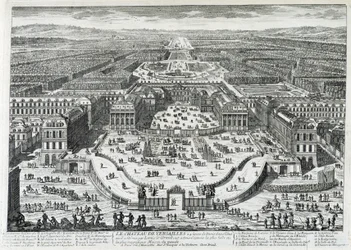 Pohled na čestné nádvoří zámku Versailles - od Perelle, konec 17. století