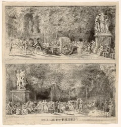 Scény z Tuileries: Židle a vodní vozík, 1760, retušováno 1763