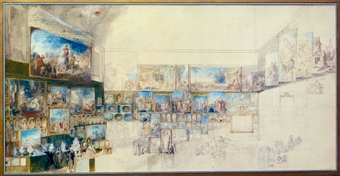 Salon z roku 1767. Kresba Gabriel De Saint Aubin (1724 - 1780)