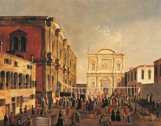 Itálie, Veneto, Benátky, benátský dóže a Signoria u kostela San Rocco, na den svatého