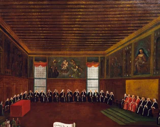 Rozsudek v síni Qarantia Criminal (The Council of Forty) (olej na plátně)