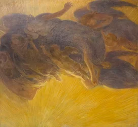 vytvoření světla, c. 1913, Gaetano Previati (olej na plátně)