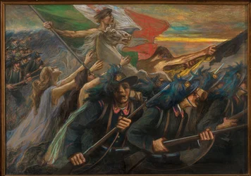 Trento a Terst, The Charge of the Bersaglieri (puškaři) (olej na plátně)