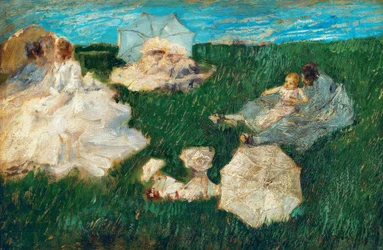 Žena s dětmi v zahradě, 1896,