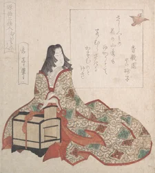 Lady Murasaki osvobozuje ptáka z klece, 19. století.