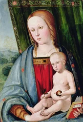 Panna a dítě, po roce 1494 (tempera s olejovými glazurami na desce)