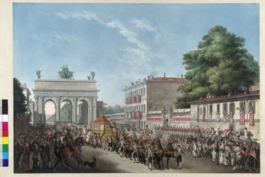 Vjezd císaře Františka I. do Milána 10. května 1825 (akvatinta)