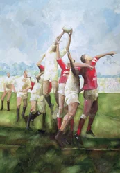 Rugbyový zápas: Llanelli vs. Swansea, Line Out, 1992 (wc)