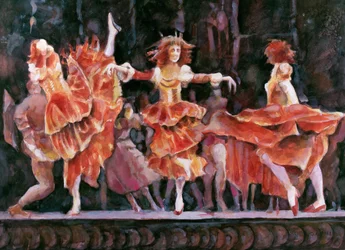 Scéna z Romea a Julie, Royal Ballet, Covent Garden (wc na papíře)