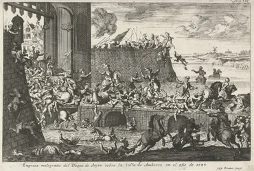 Od Franse Furie te Antwerpen, 1583 Neúspěšná společnost vévody z Anjou na město Amberez v roce 1583 (název na předmětu)