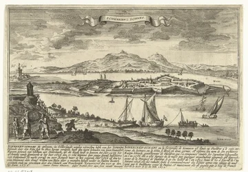 Pohled na Schenkenschanze Města a osady v Nizozemské republice (název série) Thooneel der Steden ende Sterckten van 