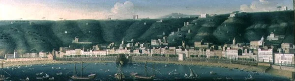 Pohled na Neapol od moře s Castel dellOvo a předměstím Chiaia, 1731