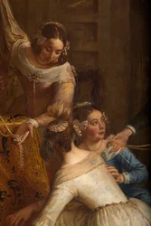 Farní kostel (Eglise Saint-Brice). Paintin „Arcivévoda Isabela Španělská dává své šperky do baziliky Saint-Martin z Halle“. Gaspar de Crayer.