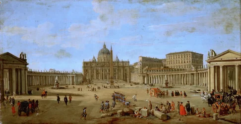 Náměstí svatého Petra, Řím - Caspar Adriaensz. van Wittel (Gaspare Vanvitelli) (1656-1736). Olej na plátně, cca 1705. Rozměr: 44,5x84,2 cm. Uměleckohistorické muzeum, Vienne