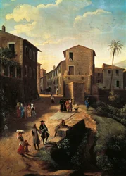Pohled na Tivoli, Gaspar van Wittel (1652 nebo 1653-1736), Detail