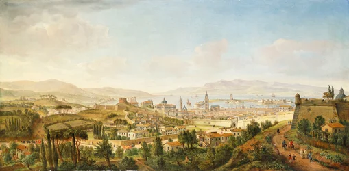 Panoramatický výhled na Messinu, Sicílie,
