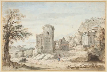 Krajina s ruinami a chrámem, 1716