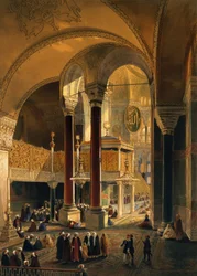 Hagia Sophia, deska 8: Imperial Gallery and Box, rytý Louis Haghe (1806-85) publikoval 1852