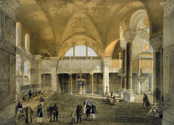 Hagia Sophia, deska 9: nová Imperial Gallery, vyryla Louis Haghe (1806-85) publikoval 1852