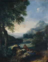 Krajina s pastýři, kolem 1660 (olej na plátně)