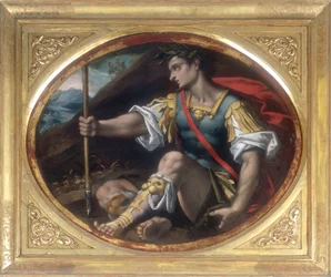 Vůdce s vavřínovým věncem držící kopí, uchovávaný v Galleria Estense v Modeně