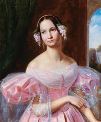 Portrét Heleny z Meklenburska-Schwerinu 1814-1858, vévodkyně z Orleansu jako nevěsta, 30. léta 19. století.